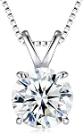 Moissanite Solitaire Necklace for Women, 1-3 Carat Lab Created Diamond Pendant, S925 Sterling Silver with Gold Plating, 18+2" Adjustable Chain, Gift Jewelry for Women Wife, Girlfriend, Mom, or Yourself on Anniversary, Wedding, Birthday, D Color VVS1