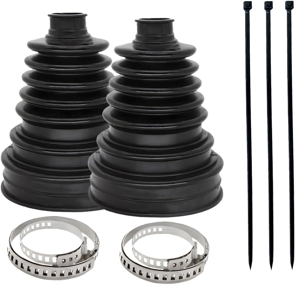 TNAIYH 2PCS Silicone CV Boot Kit with 4 Stainless Clamps & 6 Ties - Waterproof Dustproof Universal Car Axle Repair Black