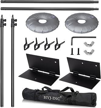 HYJ-INC Pipe and Drape Photography Backdrop Stand Kit Adjustable Photo Background Stand 10ft x 6.5ft with Metal Base for Parties Weddings Birthday Party Events Photo Booth