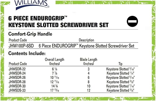 Miniatura 5 de Williams JHW100P-6SD Juego de destornilladores ranurados Endurogrip de 6 piezas