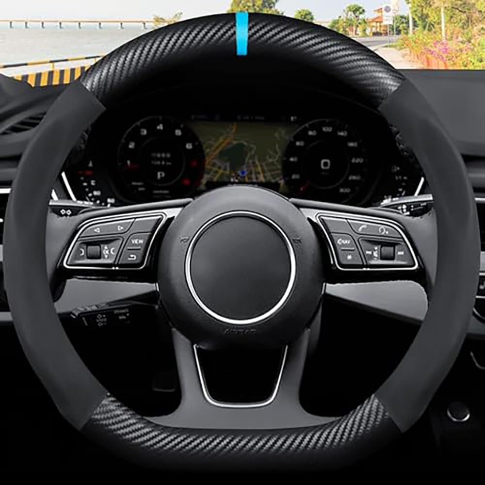 MYRFCSA Car Steering Wheel Covers, for VW Tiguan ALLSPACE BW 2016-2024 Soft Breathable and Anti-Slip Car Accessory Steering Wheel Protector Cover,B