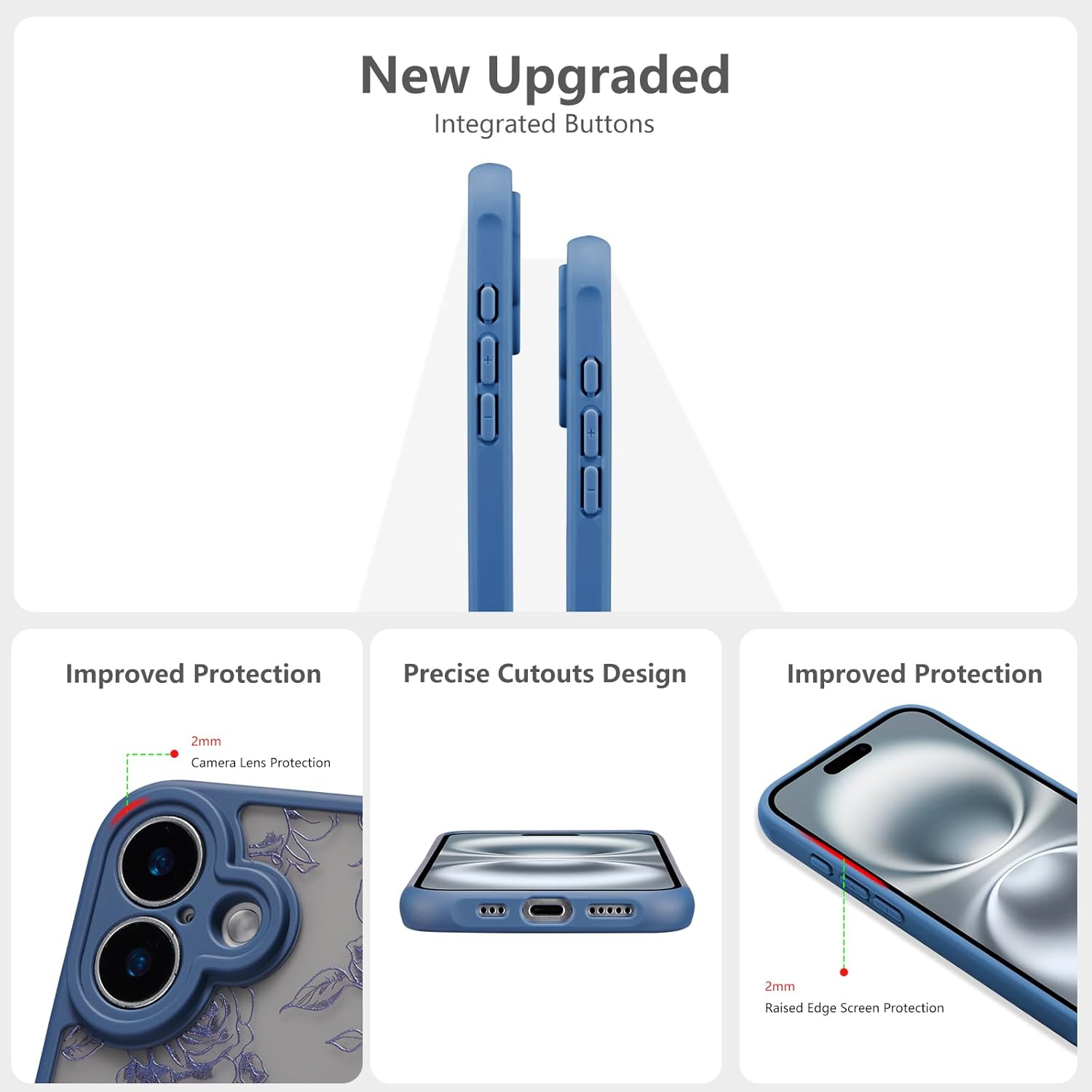 XIZYO for iPhone 17 Case, Floral Flower Cute Aesthetic Case for Women Girls Rose Pattern Slim TPU Bumper Shockproof Protective Cover for iPhone 17 6.3 Inch, Branch Rose/Deep Blue - Image 4