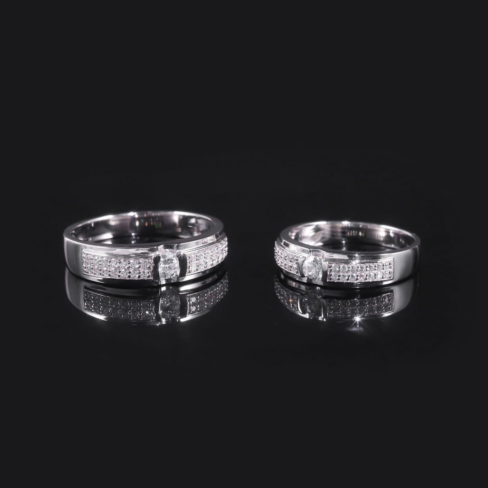 Pierścionki zaręczynowe dla par, zestaw 2 szt. z moissanitem, Platinum 950 | WM1/2 MO 1/2