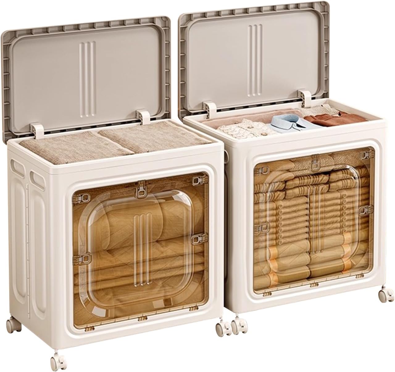 Ergocar Stackable Storage Boxes With Silent Lockable Wheels 146L Reinforced Plastic Containers For Living Rooms, Laundry Rooms, Bedrooms And Dormitories