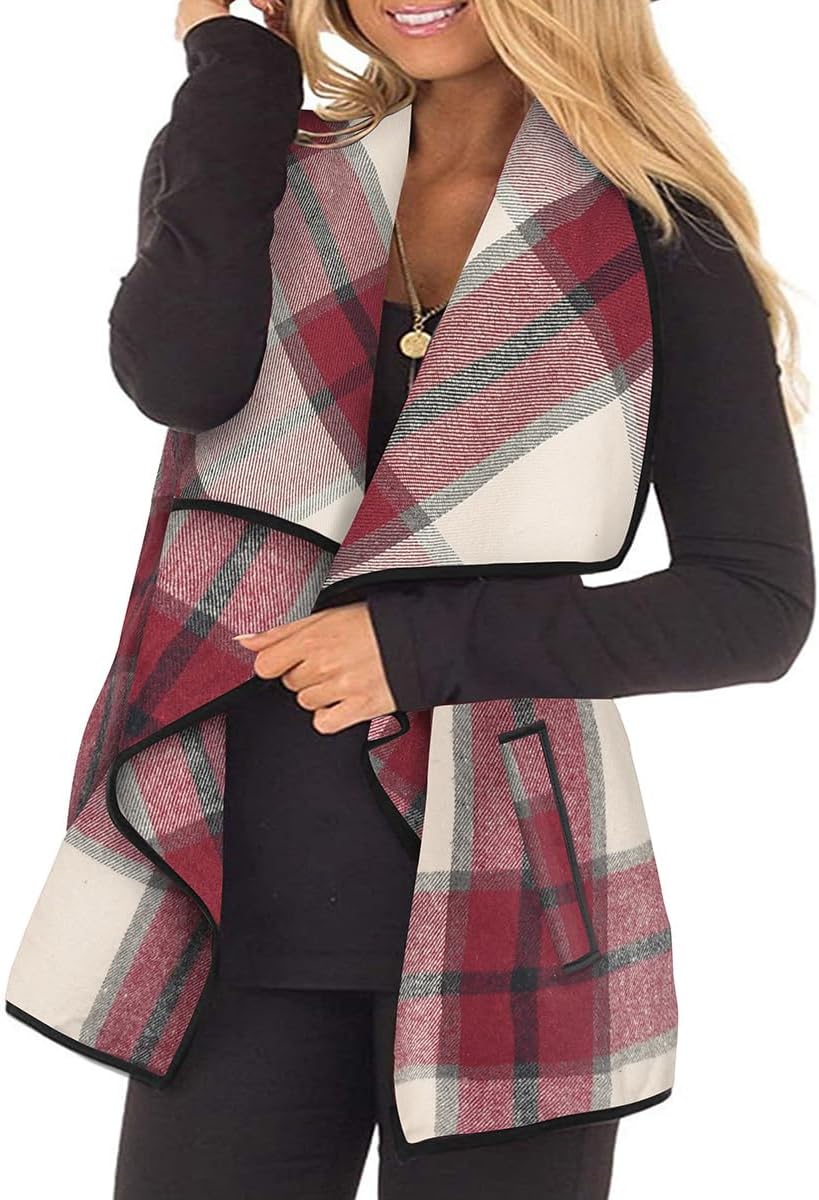 RITERA Vest For Women Plus Size Sweaters Oversized Plaid Cardigan Fall Outfits Checkered Jacket Casual Tops Shirts