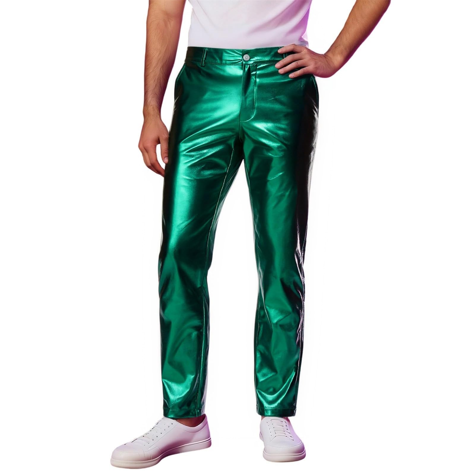 Pailletten Hose Herren Glitzer Hose Lang Freizeithose Flared Festliche Tanzhose Metallisch Herren-Hosen Glänzend Hip-Hop Disco Tanzhosen Kostüm Silvester Party Club Karneval
