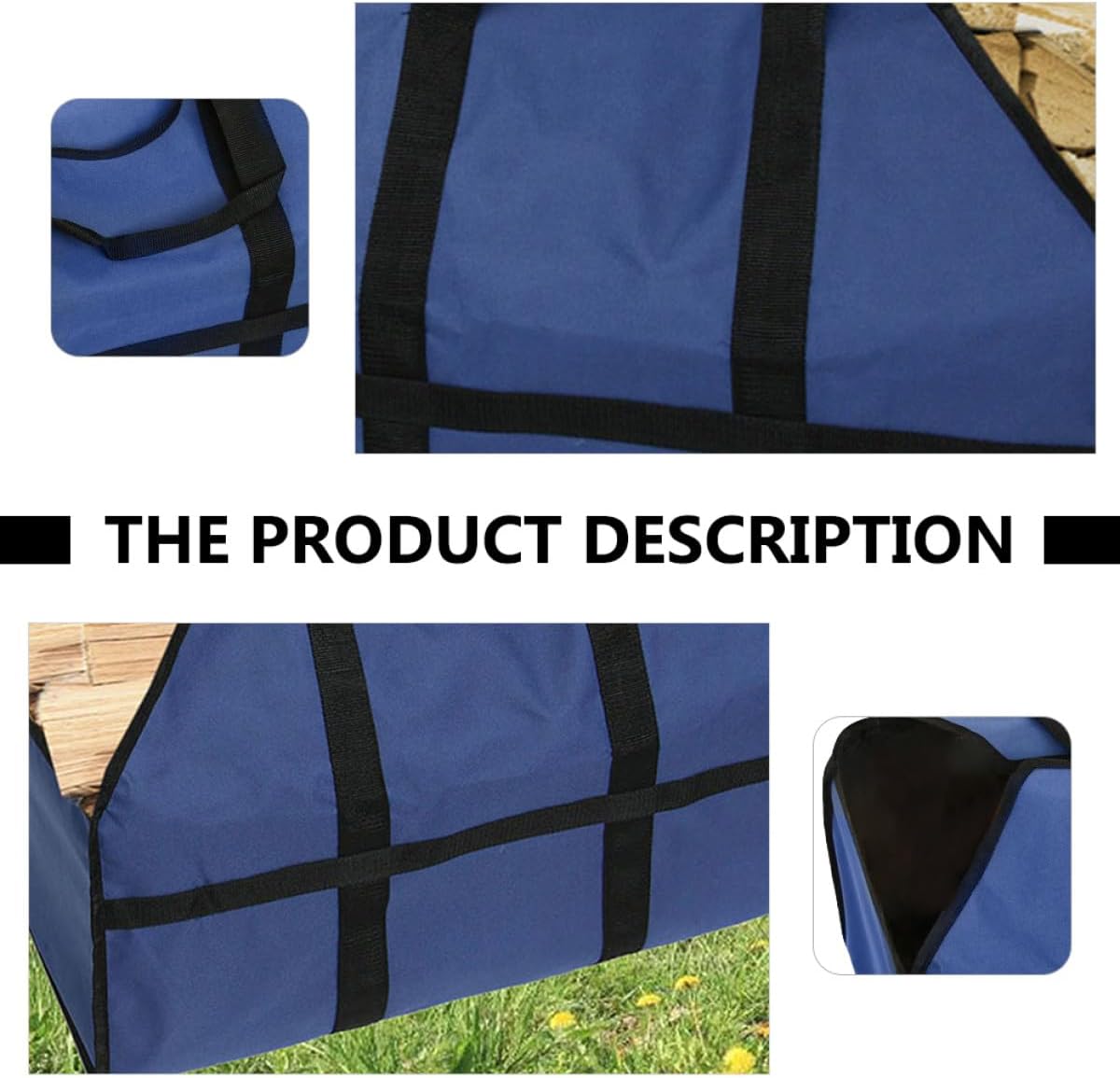 Large-Capacity Firewood Storage Pouch Oxford Cloth Firewood Carrier Bag Sturdy Wear-Resistant Log Tote for Outdoor Camping and Fireplace Use