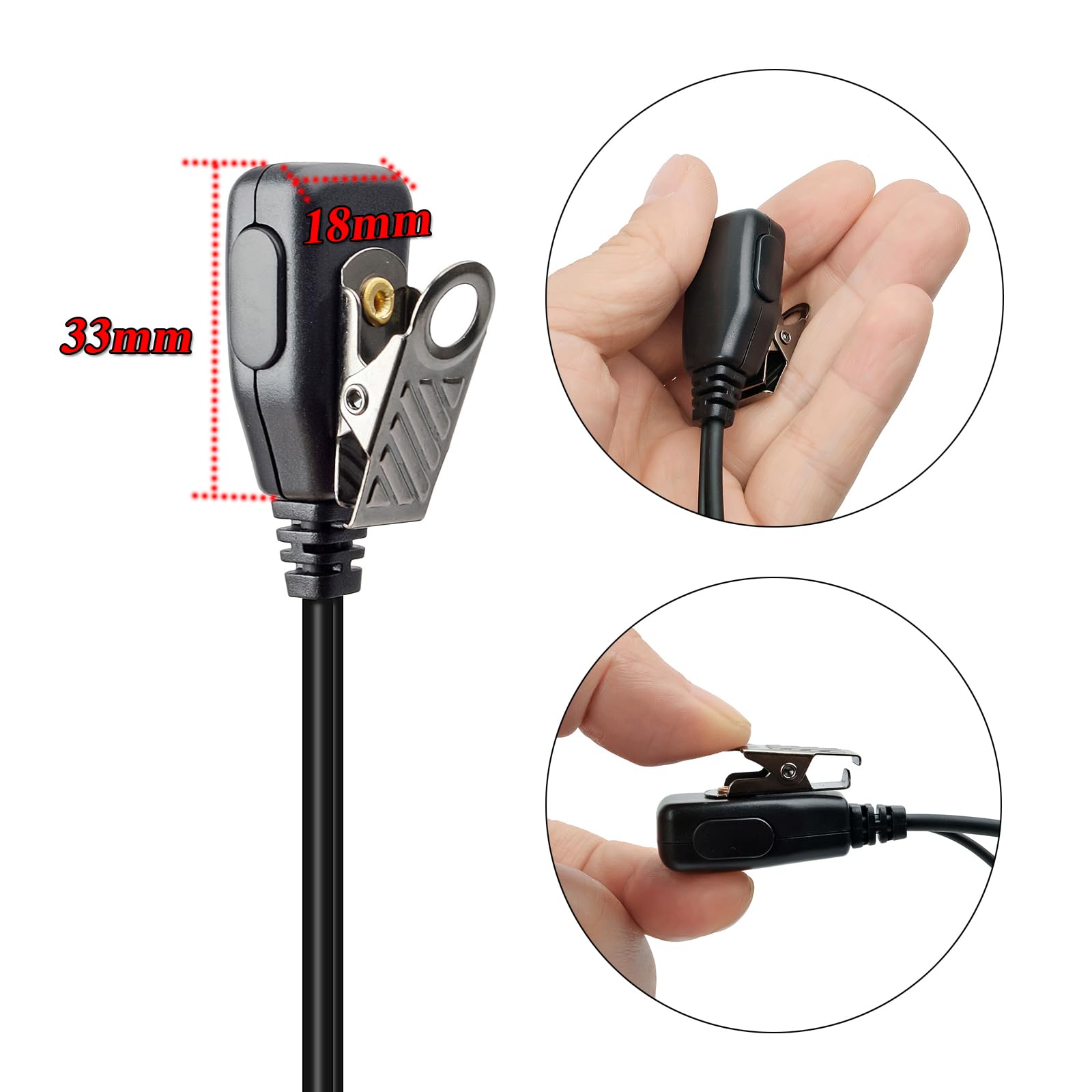 2-Pin Walkie-Talkie Headset mit Mikrofon PTT | kompatibel mit Baofeng UV-5R Retevis Kenwood Quansheng Walkie-Talkies