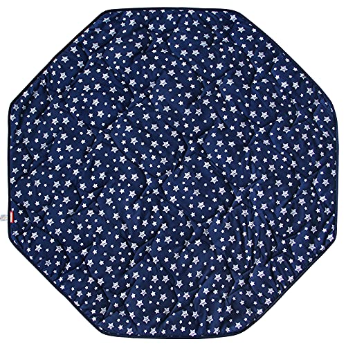 Image of Playpen Mat 8 Panel Navy Fits for Regalo My Play Deluxe Extra Large Portable Play Yard, Non Slip Baby Octagon Playpen Mattress Pad, Navy Star Print Playard Pad