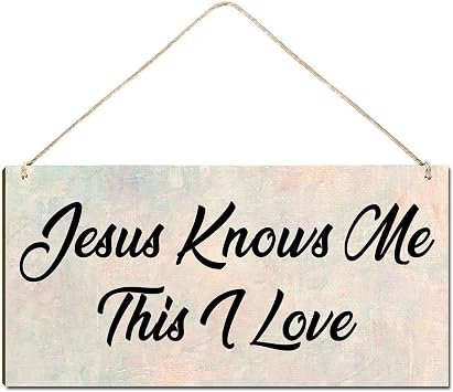 Welcome Sign for Front Door Outside Funny Wooden Door Sign For Front Porch Decor Jesus Knows Me This I Love House Warming Gift Funny Hanging Signs Plaque12 x 6 Inch
