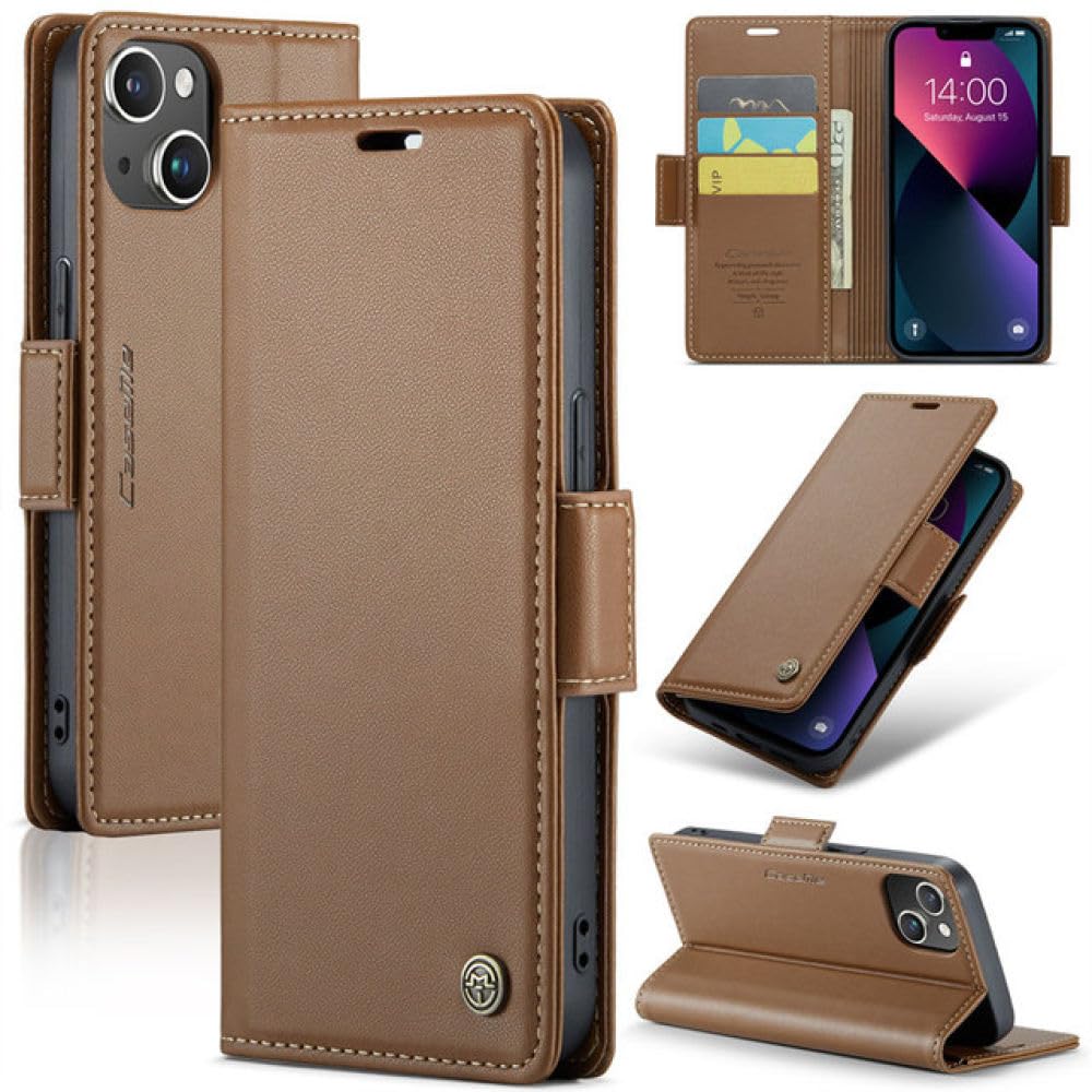Étui portefeuille cuir iPhone 13 Pro Max ENILSA marron à rabat - 8