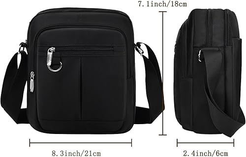 Miniatura 2 de Lizbin Bolsa tipo mensajero para hombre, pequeña bolsa cruzada casual negra, bolso cruzado para hombre y mujer, bolsa de hombro tipo mensajero de