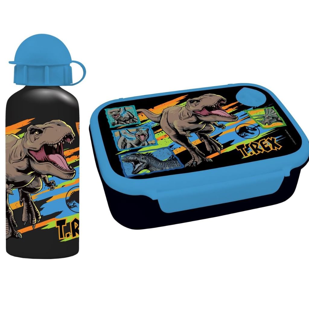 Diakakis Jurrasic World Kids Lunch Box Set – Sandwich Box & Aluminium Water Bottle 500ml - School Travel Lunch Food Set, BPA Free — image 1