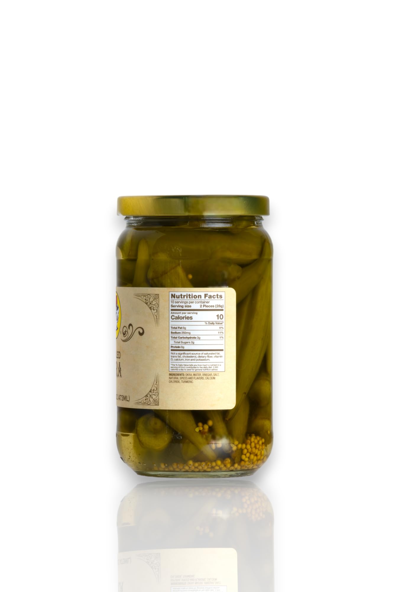 Buc-ees Pickled Okra in a Resealable Jar, Gluten Free, No High Fructose Corn Syrup, 16 Fl. Ounces