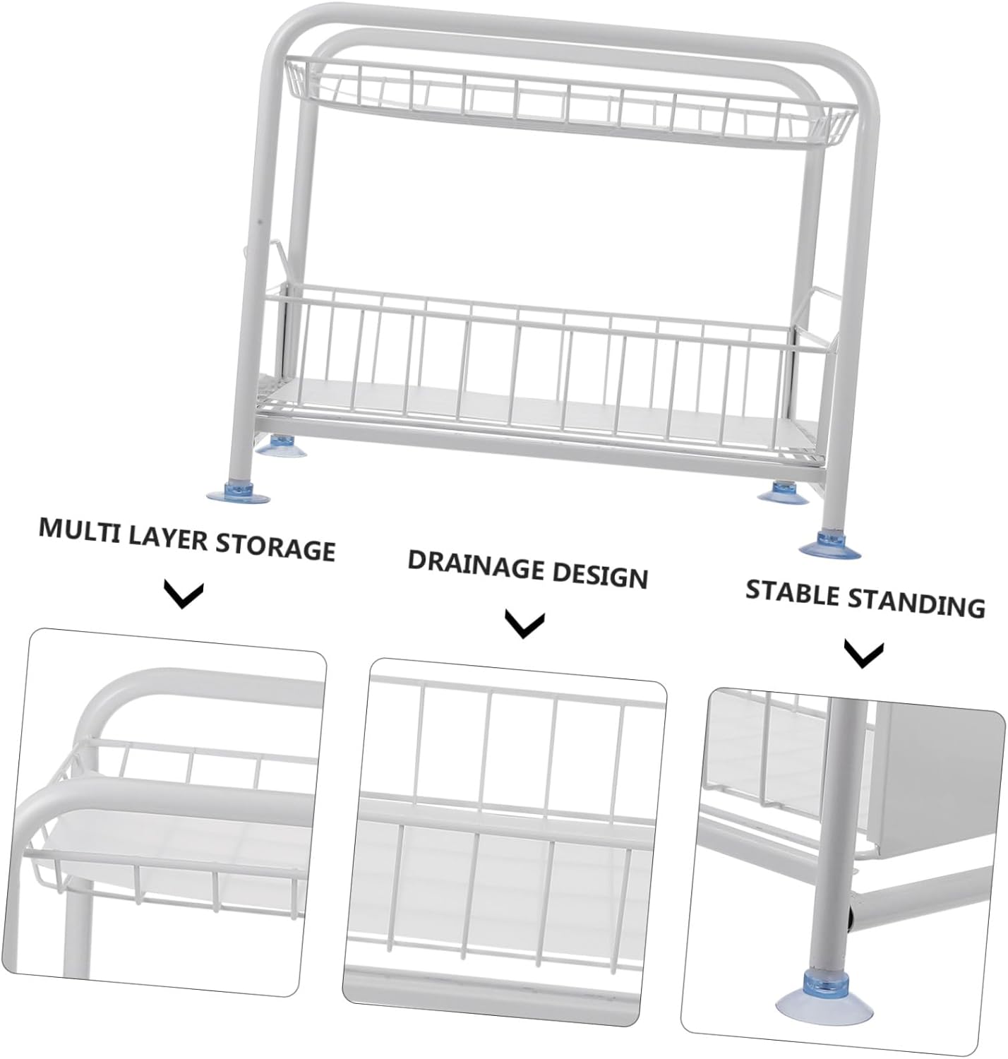 Mikinona Kitchen under Sink Storage Rack Pull-out Organizer Sliding Baskets for Bathroom and Kitchen Versatile Space-saving Storage for Cabinets and Countertops