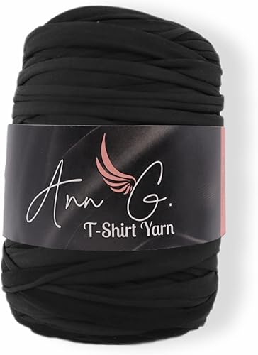 Ann G Hilo de camiseta de alta calidad, poliéster supersuave, más de 300 pies, duradero, sin pelusas, color consistente, elástico (negro)