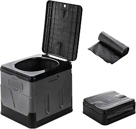 ZENFUN Vaso sanitário portátil de acampamento, vaso sanitário dobrável para adultos, vaso sanitário com saco de lixo preto grosso para emergência ao ar livre, loo impermeável para bagagem, caminhadas,