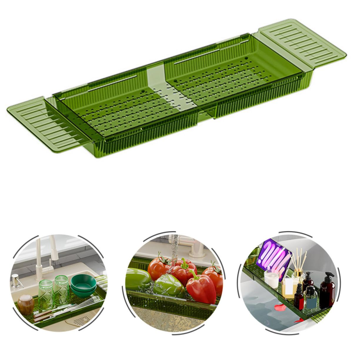 Bandeja Adecuado para Sostener Teléfono y Tablet de Bañera Verde Diseño Antideslizante Ajustable de Pet y Estructura Resistente para Baño Baño