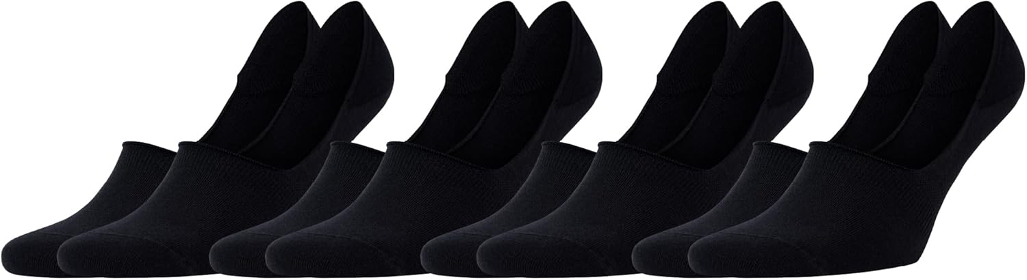 Cotton No Show Socks - Invisible in Flats & Loafers - Casual Athletic Socks with ANTI-SLIP GRIPS for Men and Women - 4 pack
