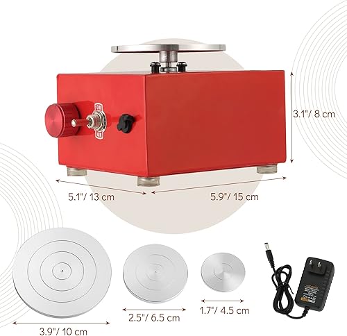Miniatura 2 de AMGSH Mini máquina de rueda de cerámica  Mini turbina eléctrica de cerámica con plato giratorio de 1.8 in, 2.4 in, 3.9 in, máquinas de arcilla de
