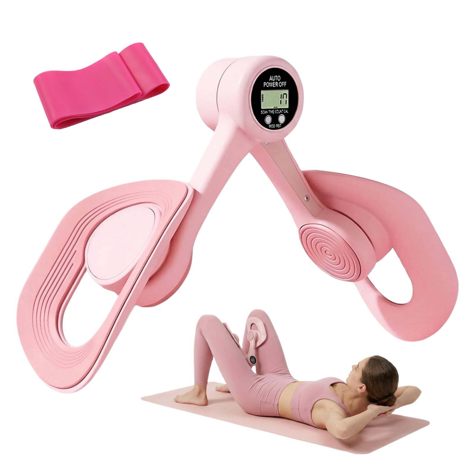 Thigh Trainer Pelvic Floor Muscle Trainer with 3 Smart Modes, 360° Adjustable Design Kegel Inner Thigh Exerciser with 25LB Resistance Band for Home Gym, Workout Equipment for Hip, Leg and Arm-image-34