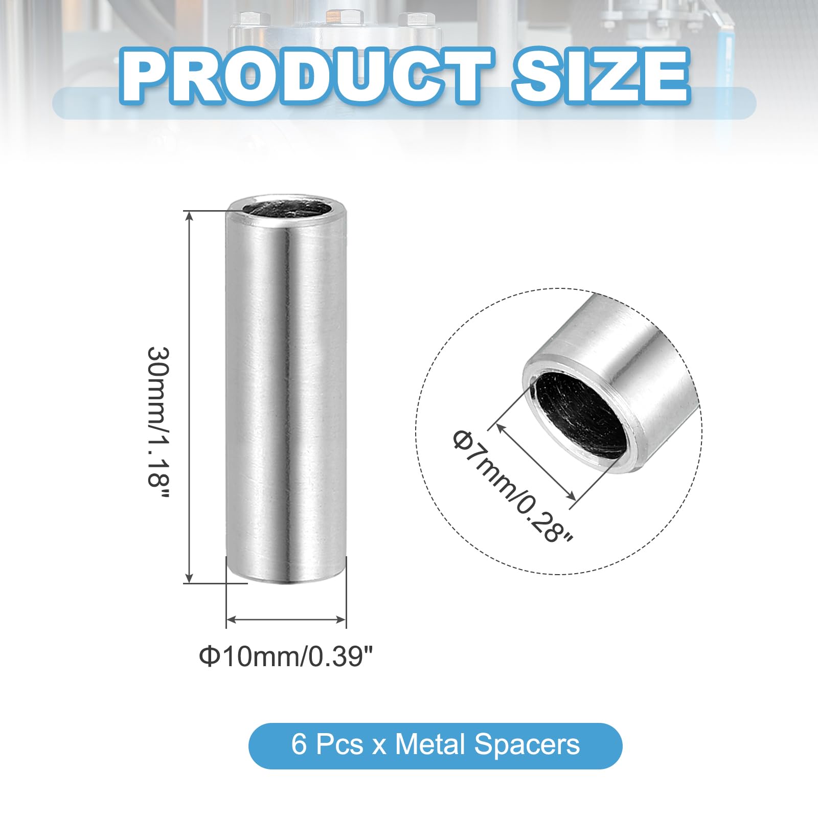 PATIKIL 6 Pcs Stainless Steel Spacers - Image 2