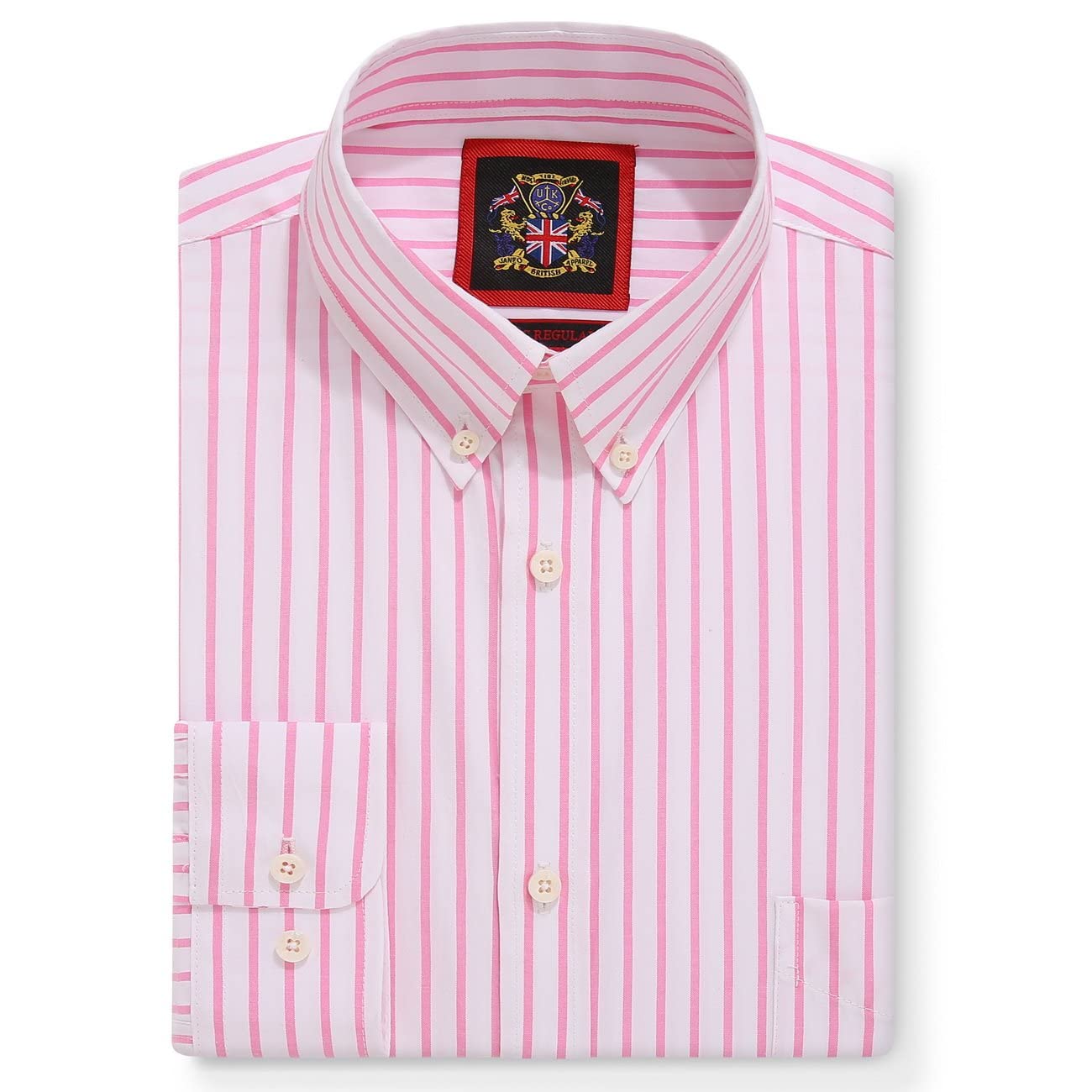 Janeo British Apparel Nos Tibi Serviat Uk Co Men's Vintage Pink The Elizabeth White Stripe Oxford Shirt For ,Button Down Collar Work Office Or Casual Shirts,By Janeo British Apparel. (, M)