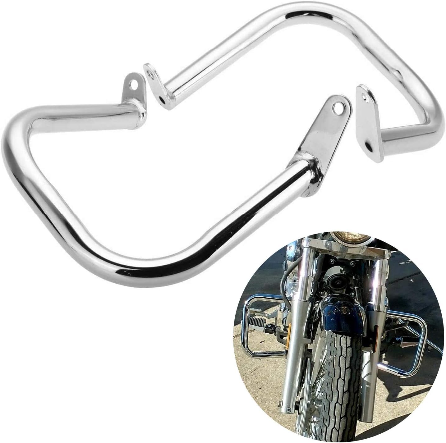 KUAFU Chrome Engine Guard Highway Crash Bar Compatible with 1997-2016 Yamaha XVS650 Custom and Classic V-Star Dragstar 400 650