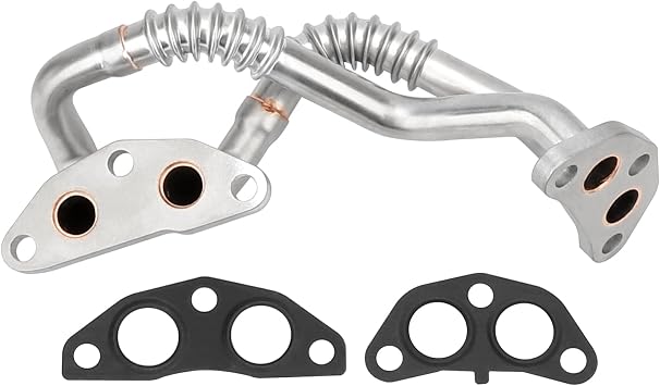 Engine Oil Cooler Line Lower Pipe Assembly with 2PCS Gaskets Compatible with 07-19 Toyota Sienna 08-19 Highlander 09-16 Venza 07-16 Lexus RX350 10-16 RX450h, 625-022 15767-31020 15785-31010