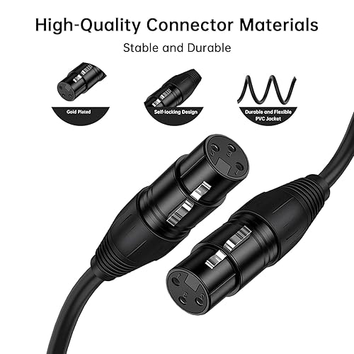 Miniatura 10 de Paquete de 2 cables XLR hembra a hembra, cable de micrófono de 3 pines hembra a hembra con cobre sin oxígeno