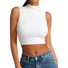 LovelyWholesale Womens Sexy Crop Tops Turtle Neck Summer Tank Top Sleeveless Shirt