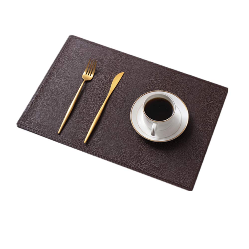 AjingeTable Mats (Set of 6),New PU Leather Waterproof Non-slip Insulation Washable Quick Drying Decorative Placemat(Coffee)