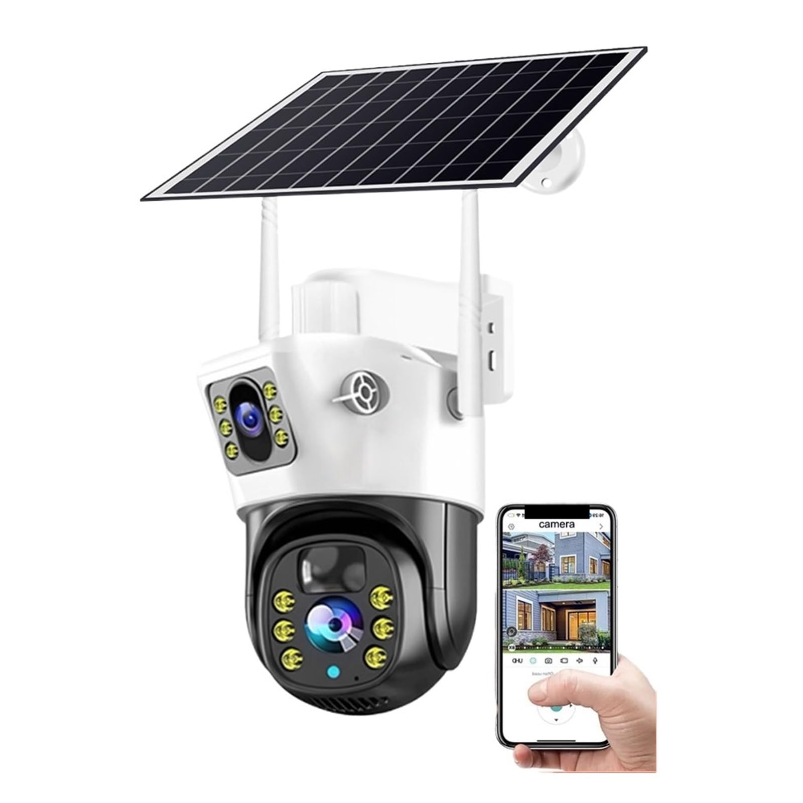 Telecamera Wifi Esterno, Telecamera HD da 4MP/8MP Telecamera IP solare PTZ wireless esterna Telecamera di videosorveglianza con batteria incorporata Telecamera impermeabile ,Sicurezza, Antifurto(4MP W