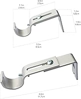 Vista 6 de Yaxa Basics Ganchos de soporte de pared para barra de cortina ajustables resistentes para barra de 1 pulgada, juego de 2, níquel plateado