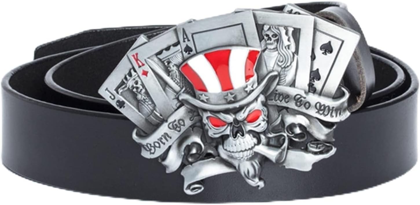 Punk Belt Buckles of Skeleton Pirate Skull Head Bone Western Cowboy Style Halloween Costume Leather Strap Waistband