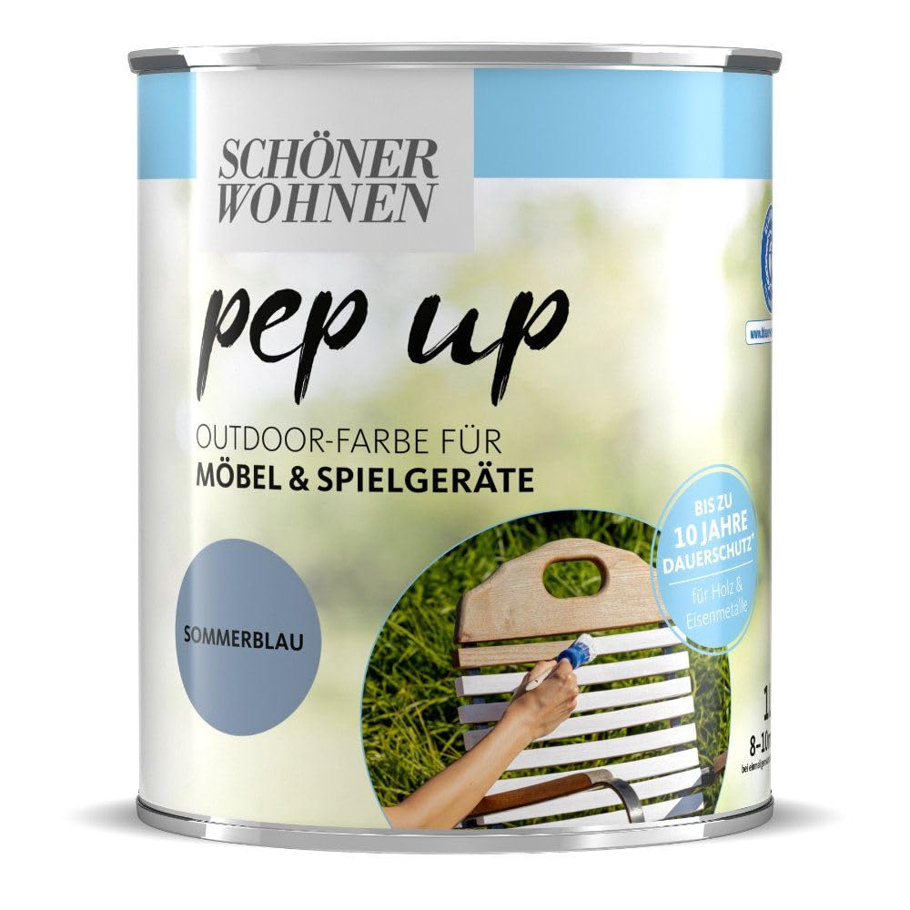 1 L pep up Outdoor Farbe für Möbel & Spielgeräte Sommerblau
