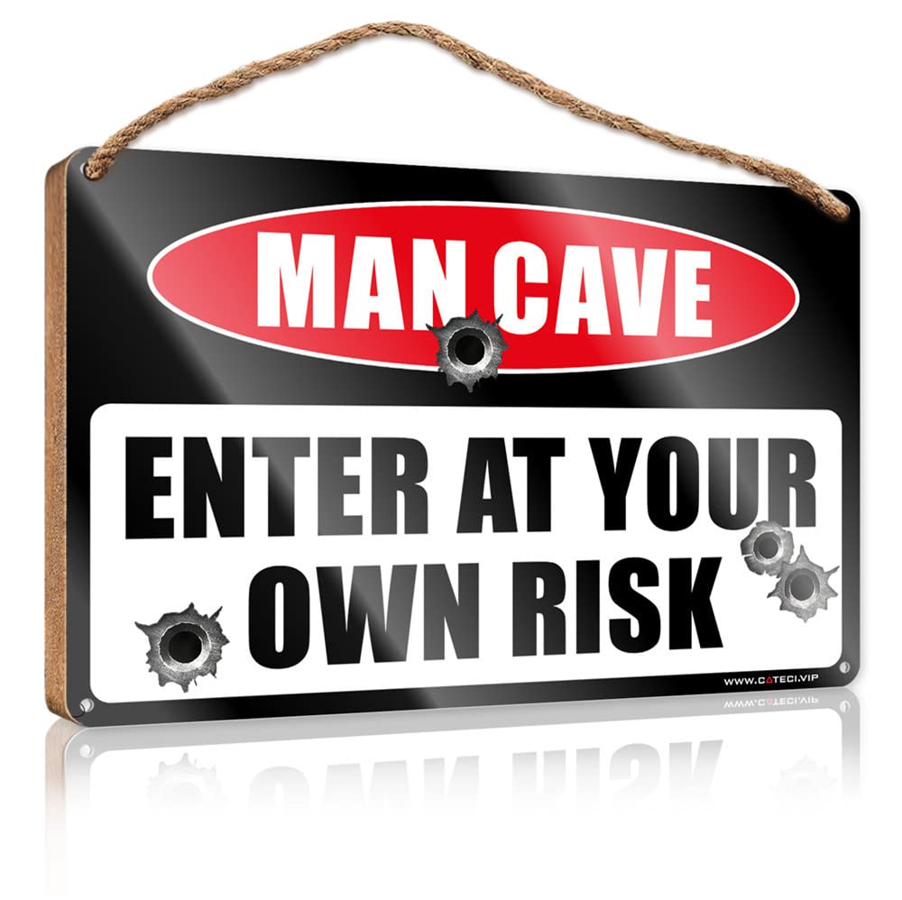 DTHA Funny Wooden Signs Enter At Your Own Risk Wooden Sign Apartment Decor Home Signs For Front Porch(23X35CM)