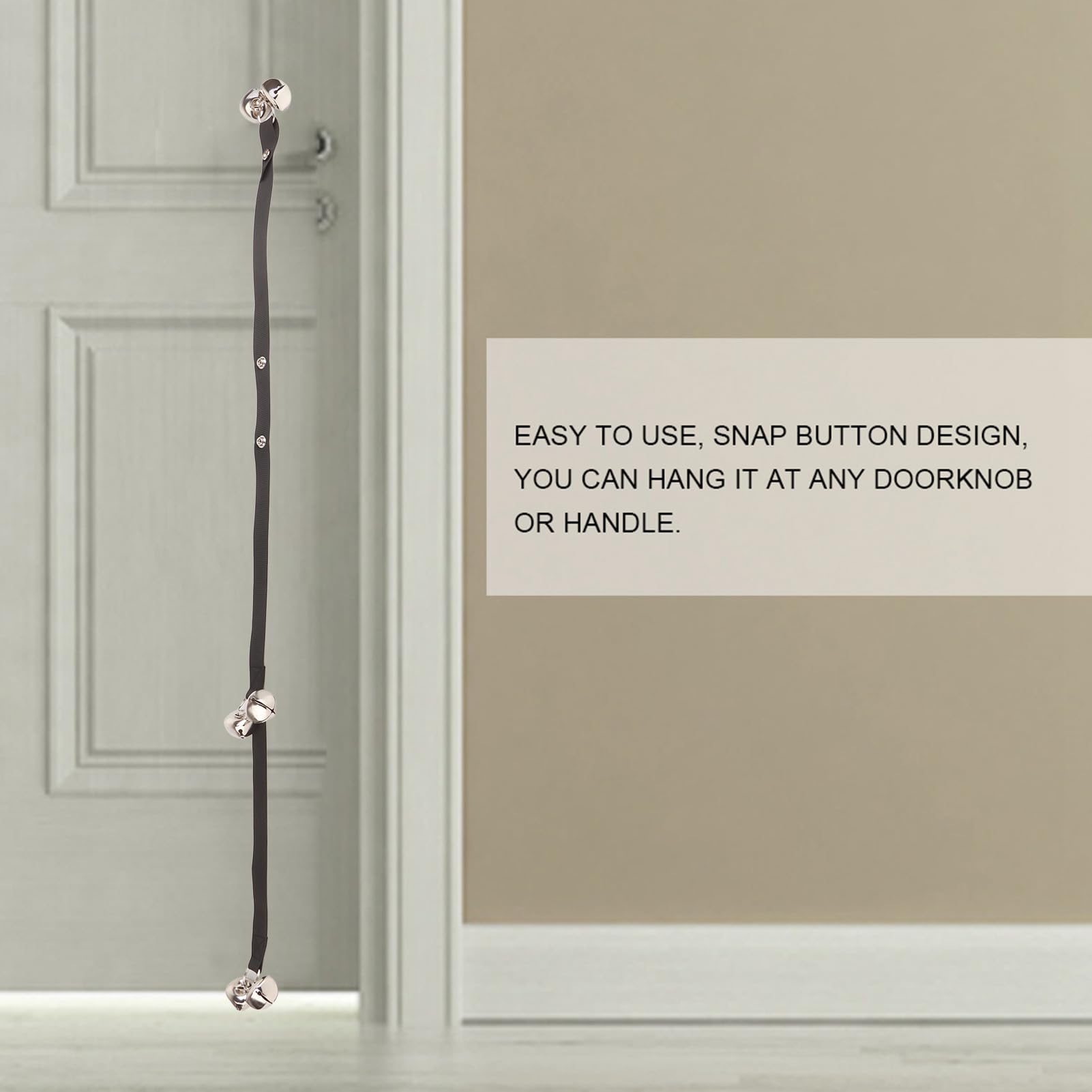 Gavigain Adjustable Dog Doorbell, 6 Bells, Bite Strap, Silent Bell System, Easy Pet Communication, for Small Medium Large Dogs