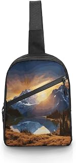 Mountain Sunrise Chest Bag Waist Pack Crossbody Bags | Sling Bag for Women Men with Adjustable Strap Waist Bag for Enjoy Sports Festival Workout Traveling Running