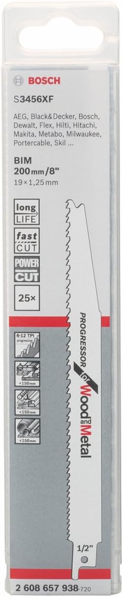 Bosch 2608657938 Saber Saw Blade S3456 Xf 25 Pcs