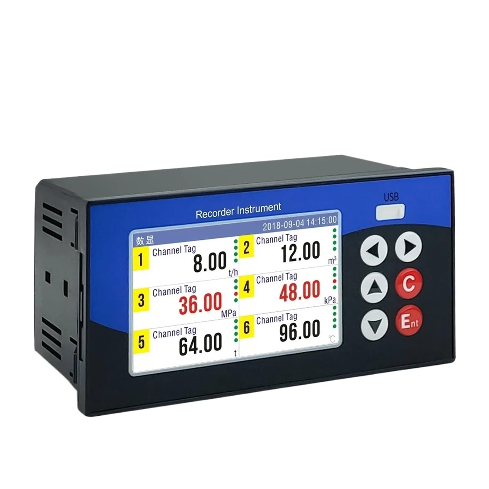 6 Kanäle Datenlogger Temperatur und Feuchtigkeit Spannung Balkenkurve U-Disk Temperaturrekorder Eingang 4-20 mA Pt100(1 Input 1 Output)