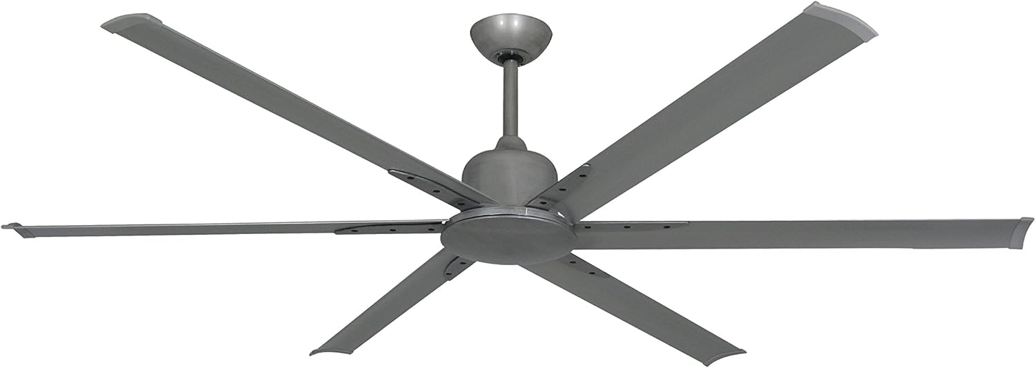 TroposAir Titan II Brushed Nickel Large 72" Industrial Ceiling Fan with DC-Motor, Extruded Aluminum Blades and Remote LED Light and Remote