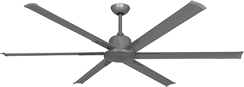 Miniatura 2 de TroposAir Titan II Ventilador de techo industrial grande de níquel cepillado de 72 pulgadas con motor de CC, aspas de aluminio extruido y luz LED