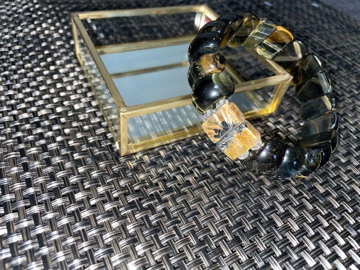 Amazon.co.jp: A5ランク 太陽ルチルクォーツ ブルータイガーアイ 