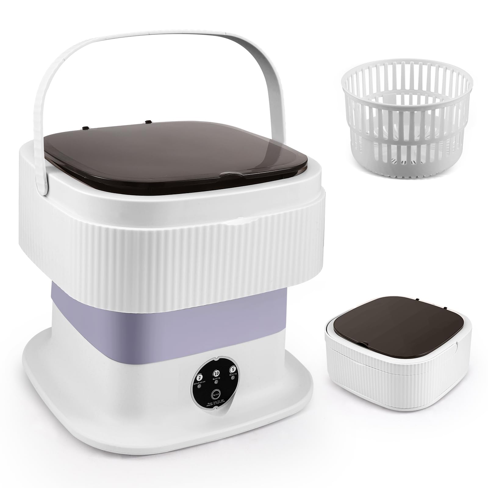 Mini lavadora, 15 l, 2 en 1, para camping, pequeña con cesta centrifugada, para camping, para ropa interior, ropa de bebé y ropa pequeña, adecuada para el hogar, apartamentos (11 L, morado)