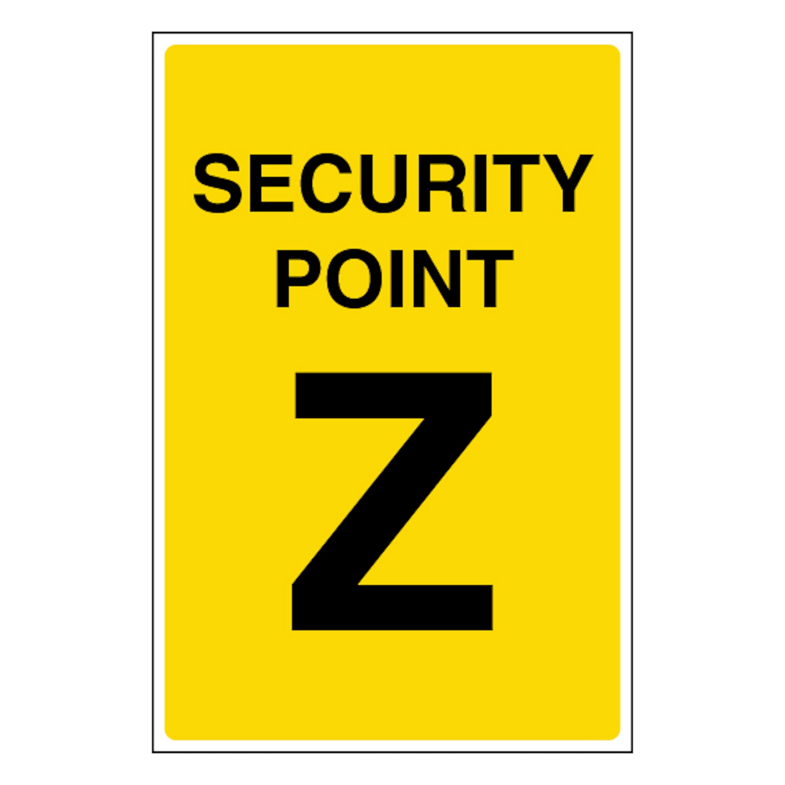V Safety Security Point Z 100 x 150 mm - 1mm Rigid Plastic