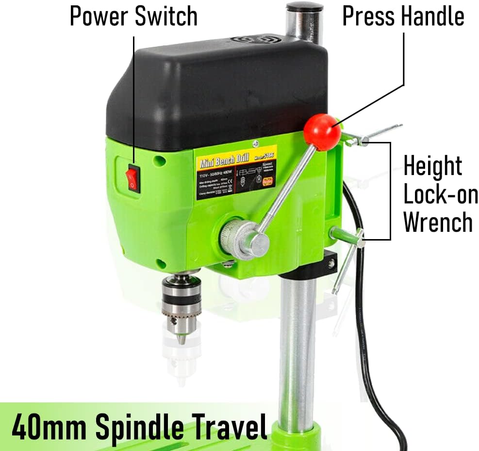 Mini Bench Drill Press Stand, 480W Portable Drill Workbench, DIY Metal Drilling Repair Tool Expanding Drilling Machine Chuck 1-10mm