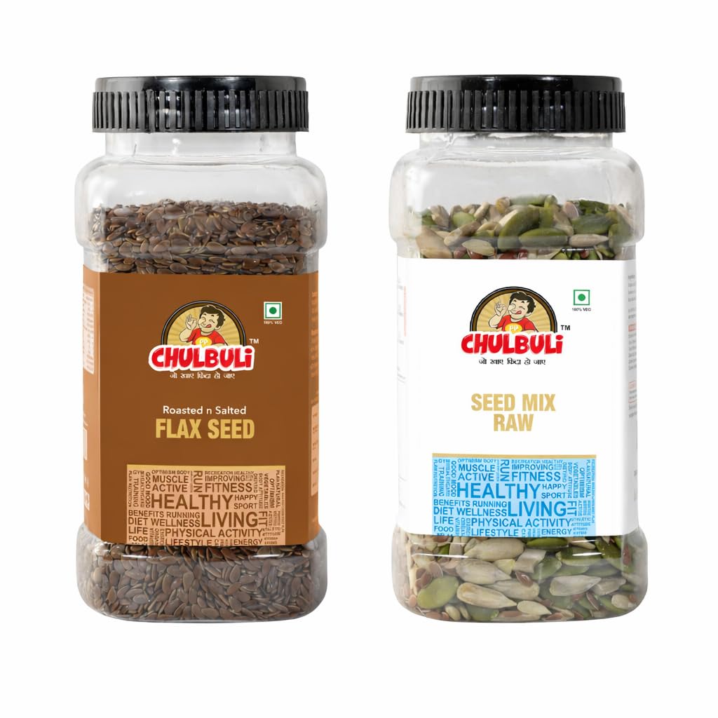 PP Chulbuli Raw Seed Mix and Flax Seed Combo | Mixed Seeds Snack for Smoothies Oats Yogurt Salad Baking Cooking | Healthy Breakfast Gym Nutrition Diet Food | 200g