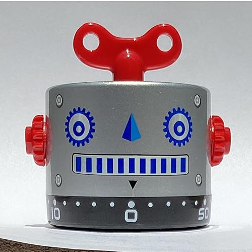 Temporizador de cocina retro robot plateado
