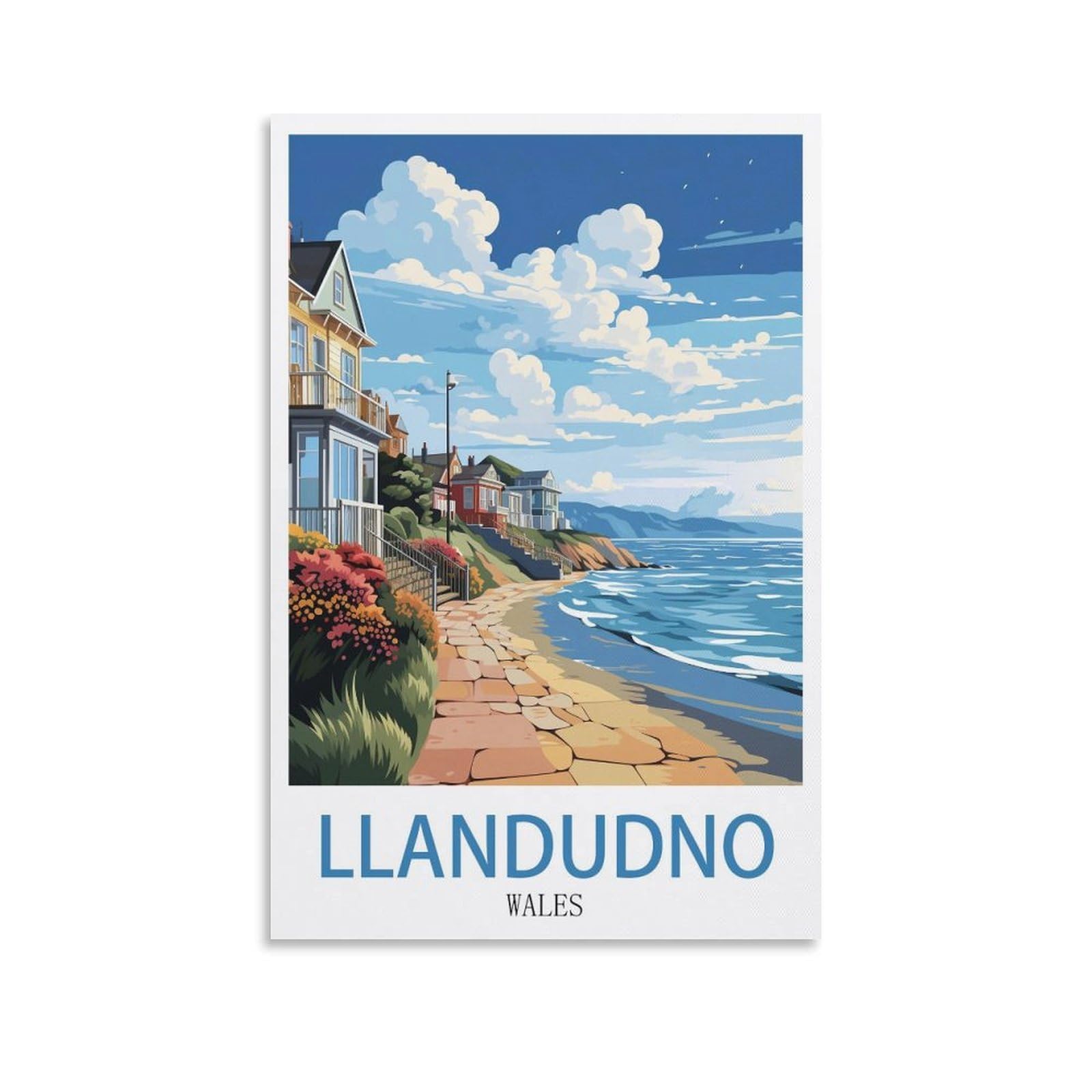 EZMLFA Diamond Painting Art Kits,Llandudno Wales,5D Diamond Painting Kit for Adults Beginners, DIY Full Round Drill Gem Art Kits for Home Decor 30x40cm